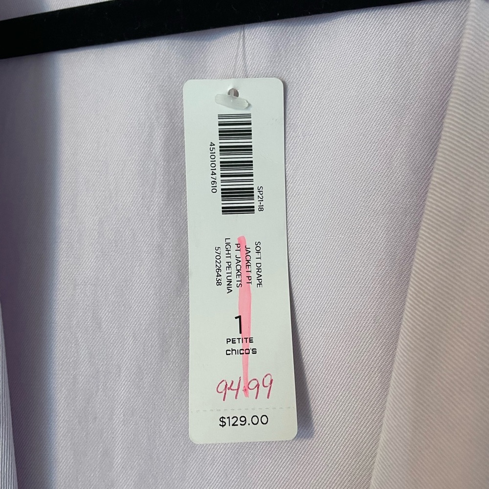 Chico’s Lavender Jacket/Blazer NWT Retails for $129.00 - Picture 8 of 8